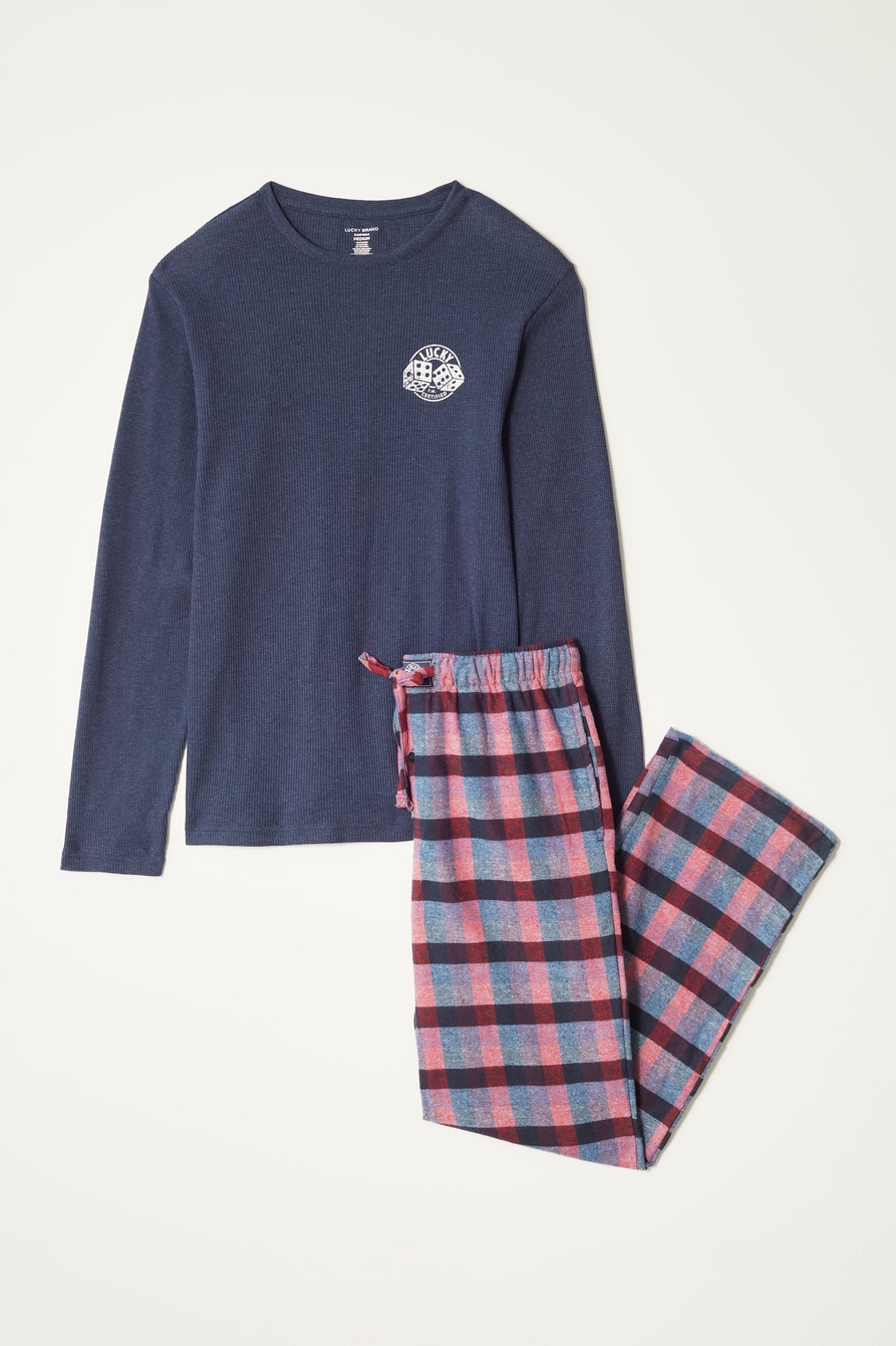 l/s thermal crew & flannel pant giftset